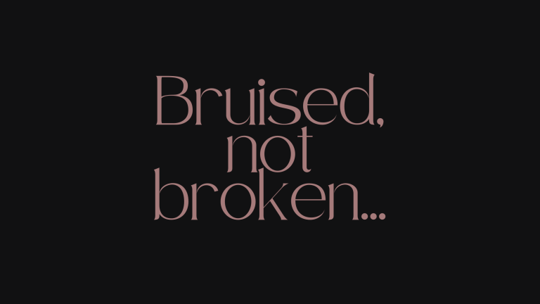 Featured image with text: "Bruised, not broken…" – story teaser for "Her Curves In Silk"